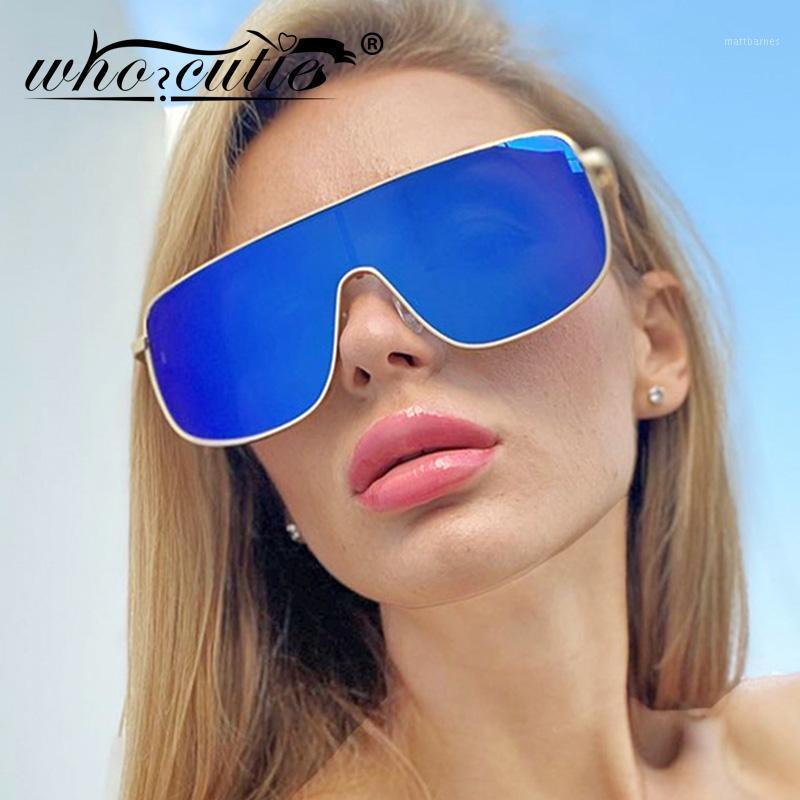 

Sunglasses Oversized One Piece Shield Women Brand Design 2021 Retro Vintage Square Frame Jenner Style Sun Glasses Shades S407