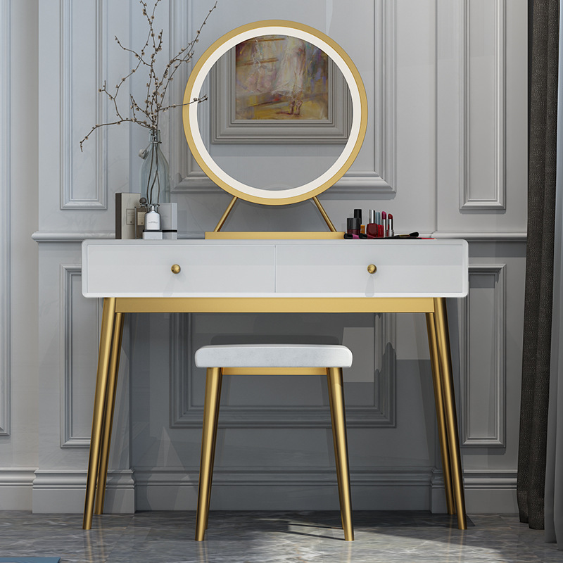 

Nordic Light luxury smalliron Bedroom Furniture family with drawer dressing table