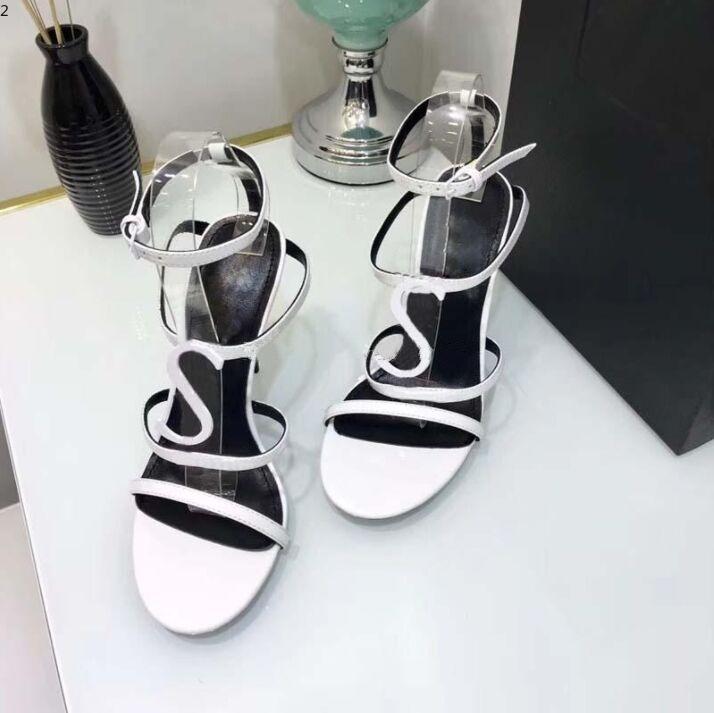 

Custom made Top quality suede inside luxury designer metal strip Black Patent Leather Thrill Heel Pumps Women Tribute Sandals. MJKH ysls iQS