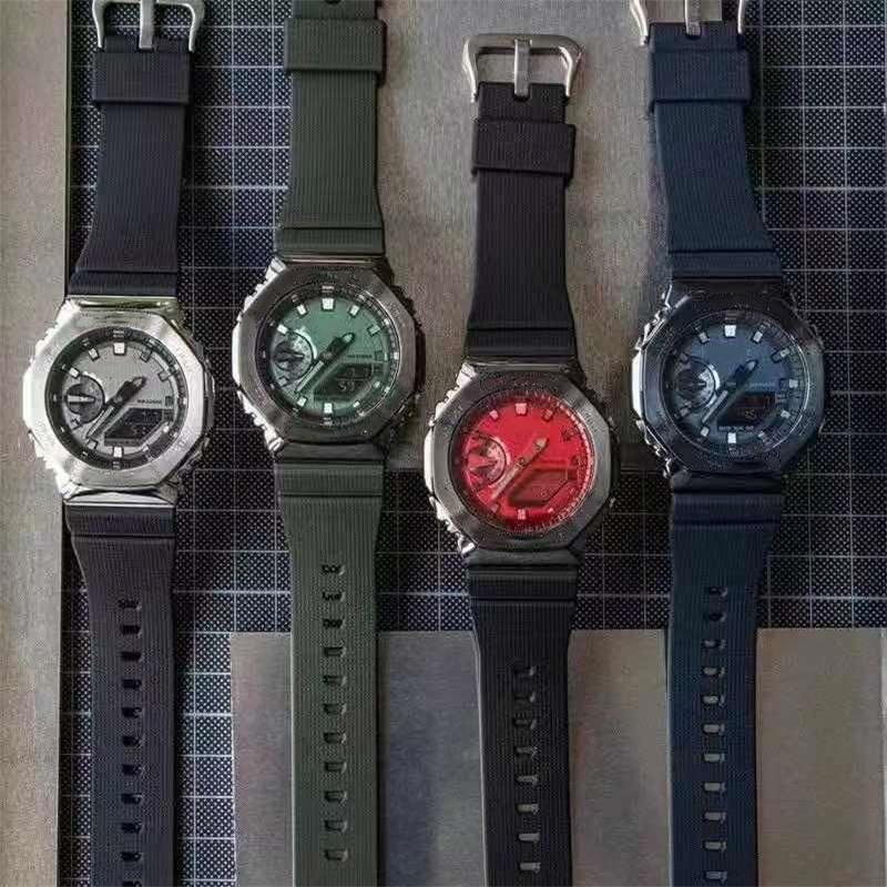 Wristwatches Sports Quartz Digital Men's Watch GM-2100 Metal Dial Small Hands Can Work High Quality Waterproof World Time PU Band