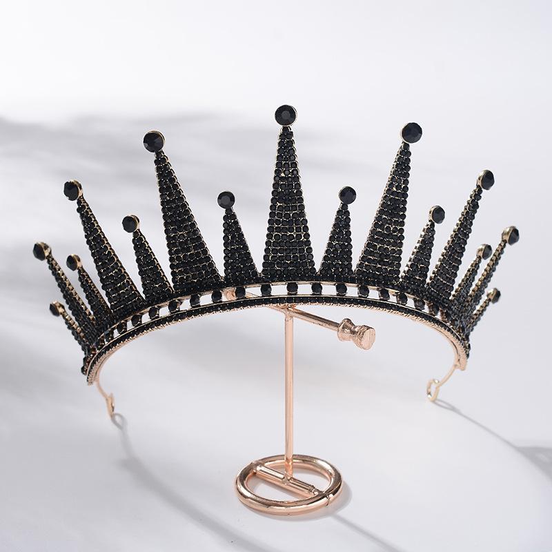 

Hair Clips & Barrettes Red Black Crystal Crowns Bride Tiara Fashion Queen For Wedding Crown Headpiece Jewelry Accessories, Golden;silver