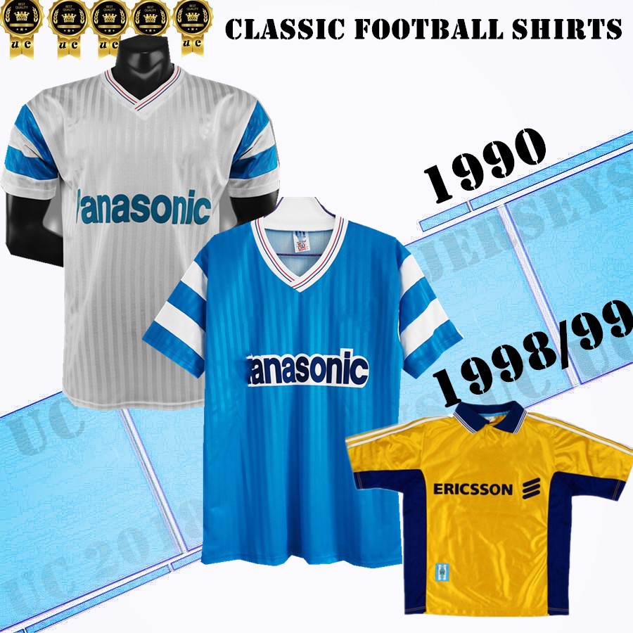 

1990 Waddle Retro HOME Soccer Jersey 91 92 93 98 99 Olympique de AWAY Cantona Papin Cantona DESAILLY classic return football shirt, 90/91 home