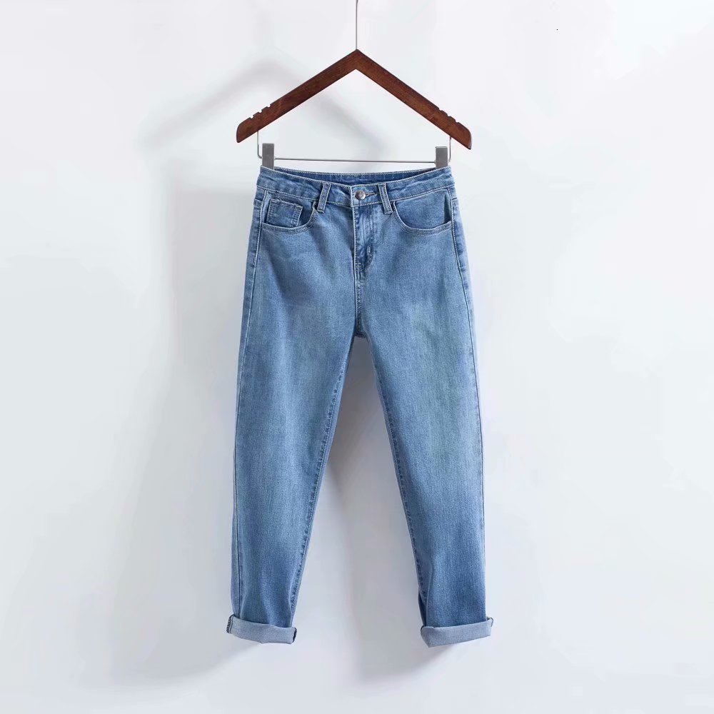 

jeans b5629 style women's wear versatile slim high waisted flannel for women in spring 2021, Blue