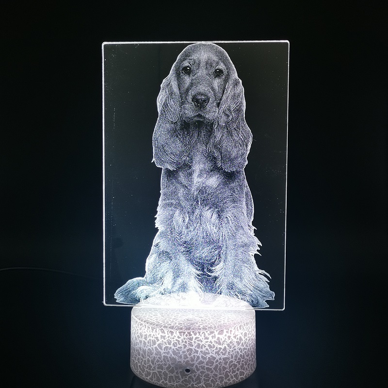 Kids Night Sensor Light LED English Cocker Spaniel 3D Desk Lamp Bedside Nightlight Cute Dog Color Changing Birthday Holiday Gift-image-694339210