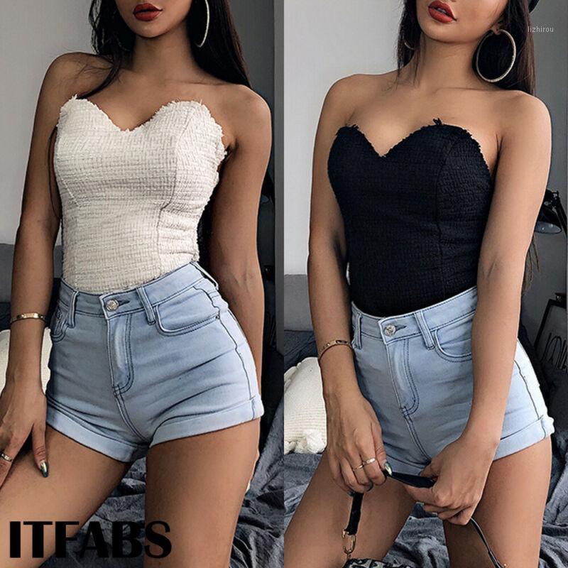 

Womens Sexy Slim-chested Tube Tops Sleeveless V-Neck Wrapped Chest Tank Bustiers & Corsets, Black