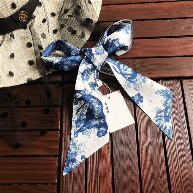 

2021 Top designer woman Silk Fashion Letter Headband Brand Small Scarf Variable Headscarf Accessories Activity Gift w07, Blue;gray