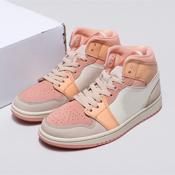 

Apricot Orange Women Sneaker 1 Mid Pink Quartz Shoes White Paint Drip Skate Sneakers Barely Basketball shoe