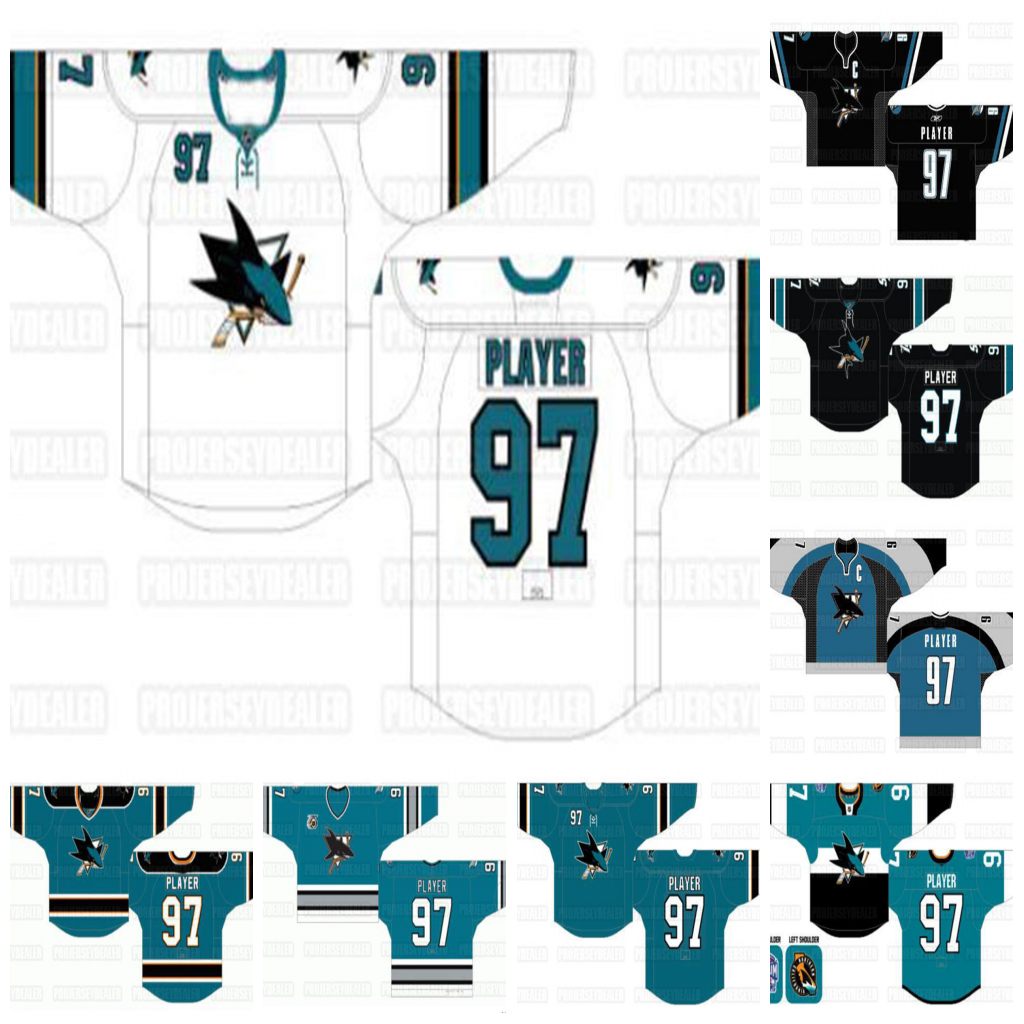 

San Jose Sharks Vintag Hockey Erik Karlsson Evander Kane Pavelski Brent Burns Logan Couture Joe Thornton Dillon, White 2013-2017