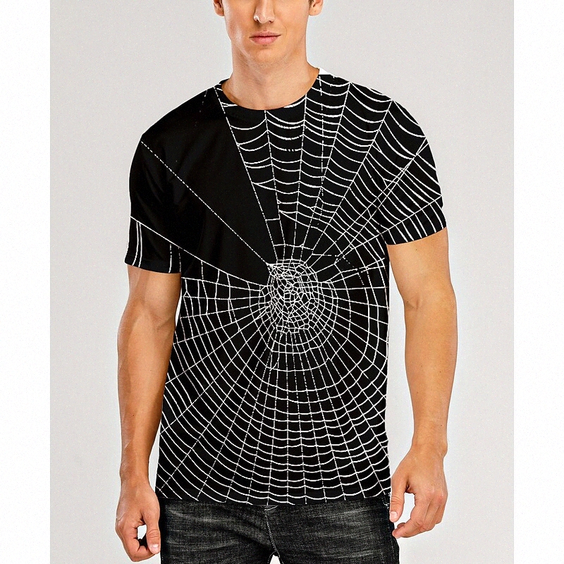 Men's T shirt 3D Print Graphic 3D Animal Round Neck Daily Print Short Sleeve Tops Casual Black / White 77HF#