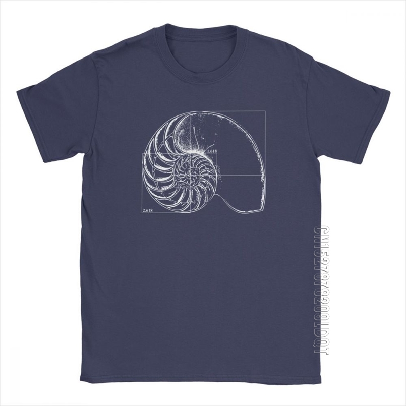

Men's T Shirt Fibonacci On A Nautilus Casual Male Tshirt Math Basic Tees Crew Neck Clothing 100% Cotton Printed T-Shirt 210707, White