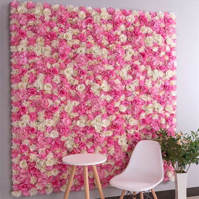 

60x40cm Artificial Flowers DIY Decoration Flower Wall Panels Silk Rose Party Pink Romantic Wedding Backdrop Decor, Customize