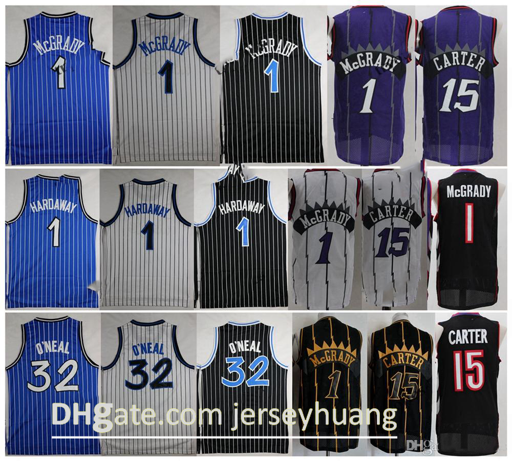 

NCAA Vintage 1 T-Mac Tracy McGrady Vince Carter 15 Shaquille O'Neal Shaq 32 Penny Hardaway Basketball Jersey, Black