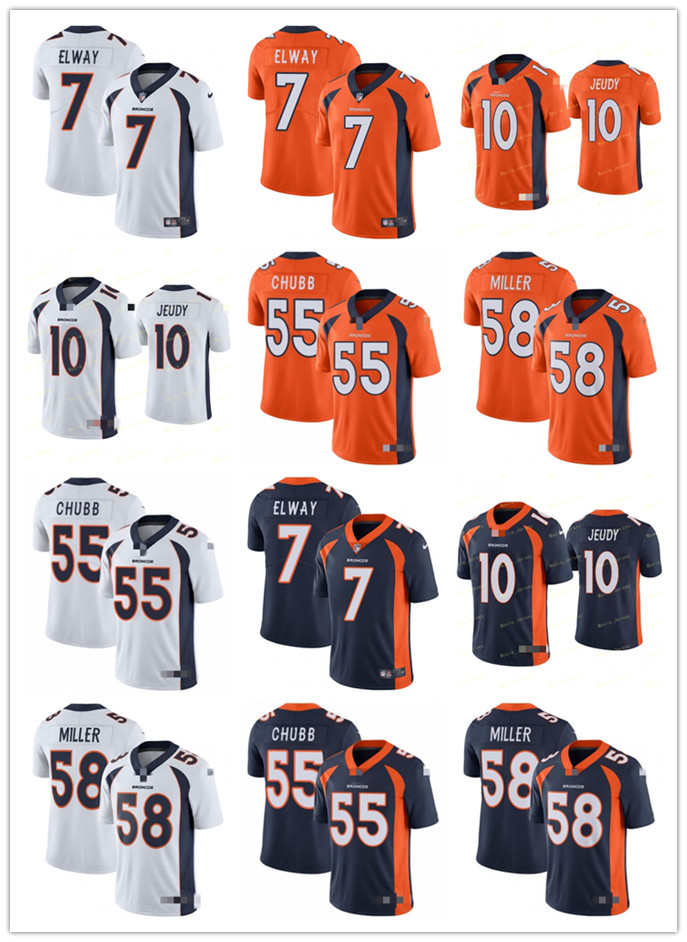 

Mens Womens Youth DenverBroncos10 Jerry Jeudy 7 John Elway 58 Von Miller 55 Bradley Chubb Custom Football Jerseys, Colour