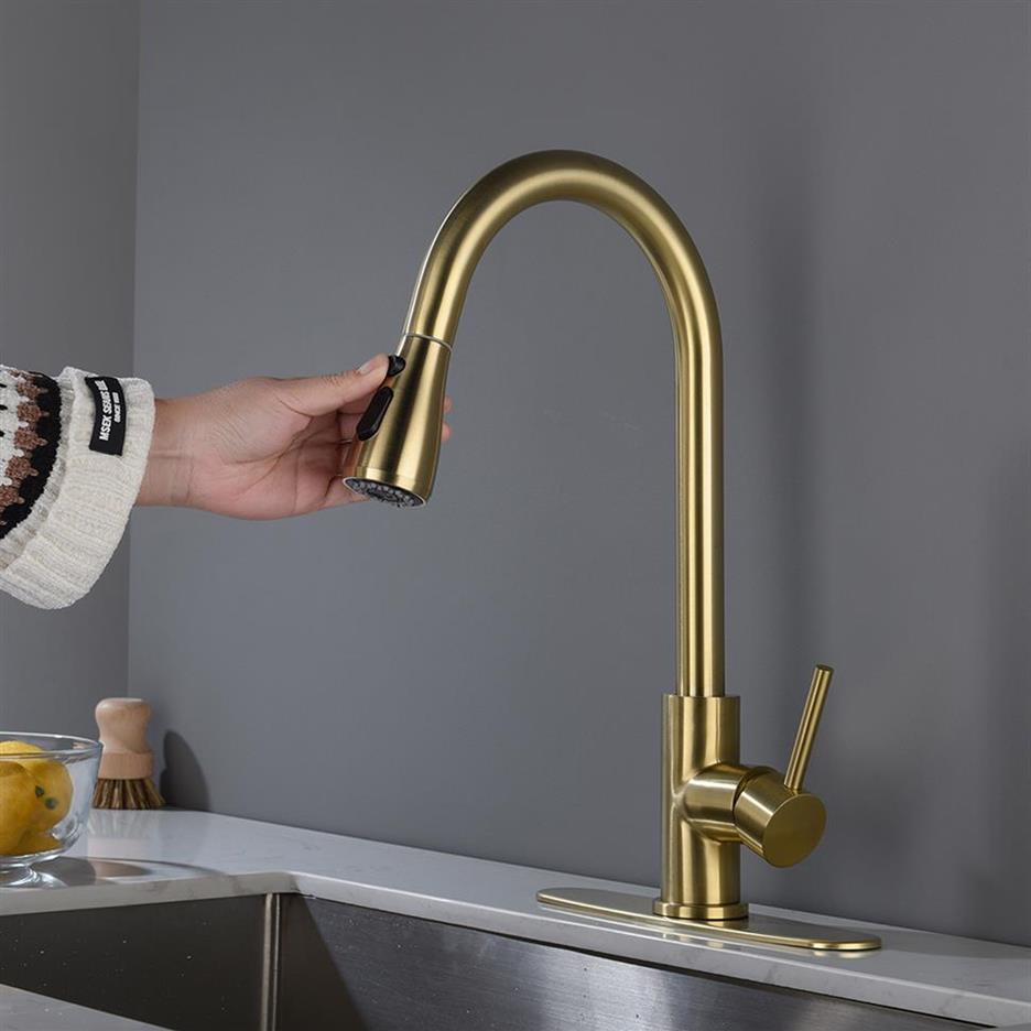 

US STOCK Kitchen Faucet with Pull Out Spraye Gold a51267m
