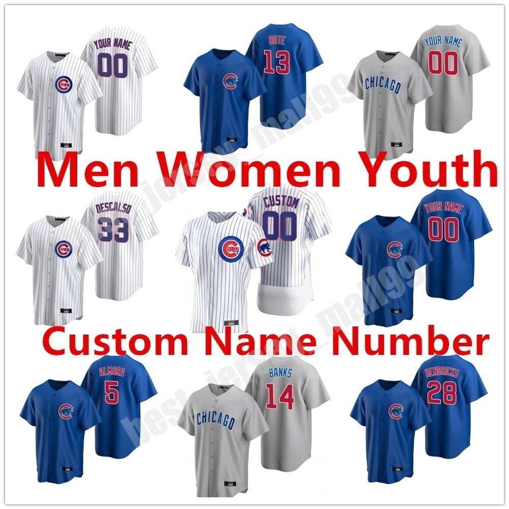 

2021 Custom Chicago Men Women Youth Jersey 44 Anthony Rizzo 9 Javier Baez 17 Kris Bryant 12 Schwarber 28 Kyle Hendricks David Bote Baseball, Blue;black