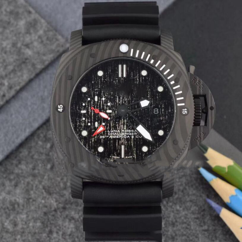 

Luxury Classic watch Automatic Movement 47mm CARBOTECH Counterclockwise Rotating Bezel Case Black Rubber Strap Diving Mens Watches