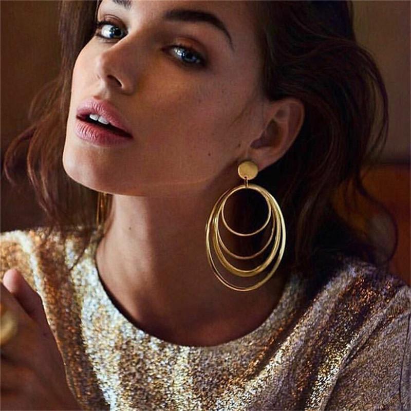 

Hoop & Huggie Circle Ring Multi Twining Pendant Earring Bohemian Retro Ear Earrings For Women Dangle Party Jewelry Gift