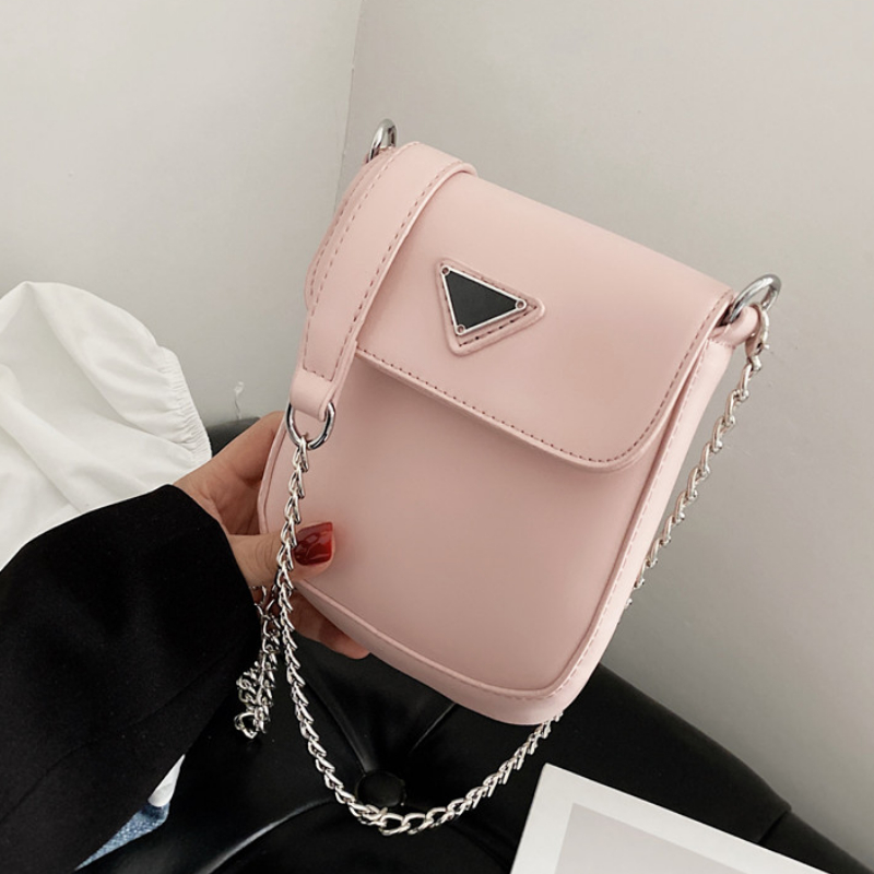 

Triangle LockSquare Mini Crossbody Bag 2021 Summer New Quality PU Leather Women's Designer Handbag Chainl Strap Shoulder Bags, Red;black