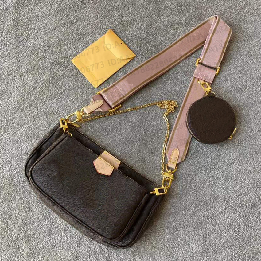 

5A+ LULU designs women hand bag hobo purse M44813 cowhide leather shoulder bags triple Mahjong bag with original box serial number Designers crossbody clutch, Pink