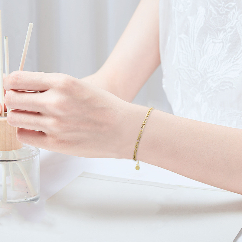 

Chic Women's Flat Link Chain Bracelets Minimalist Stainless Steel Dainty Jewelry for Lady Female Adjustable, Black