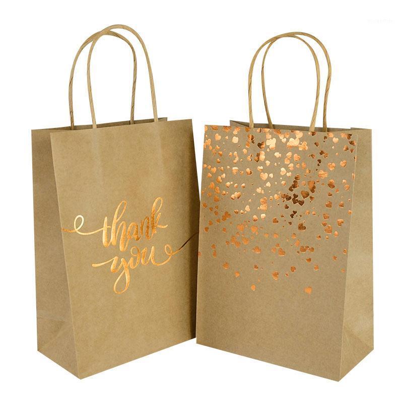 

Gift Wrap 6pcs Kraft Paper Bag With Handle Cookie Candy Packaging Bags Wedding Party Decoration Christmas Navidad 2021 Baby Shower