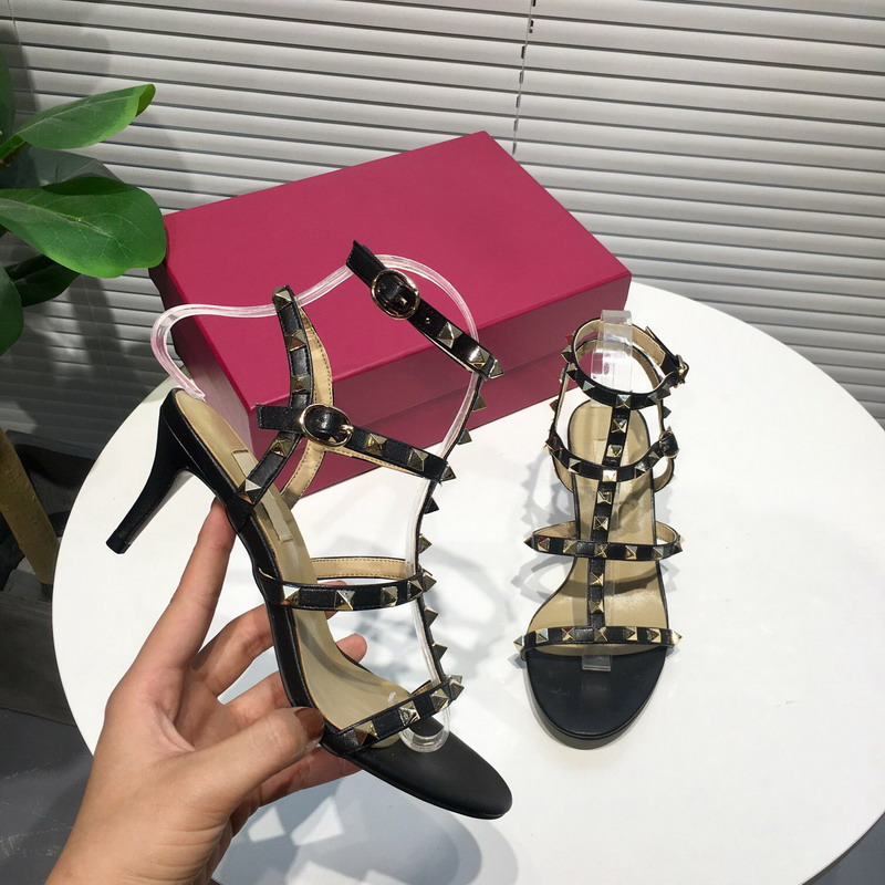 

Luxury Women Designer Sandals Rock Stud Calfskin Leather High Heels Summer Strappy Gladiator Sandalias Lady Dress Party Wedding Shoes, Color 2