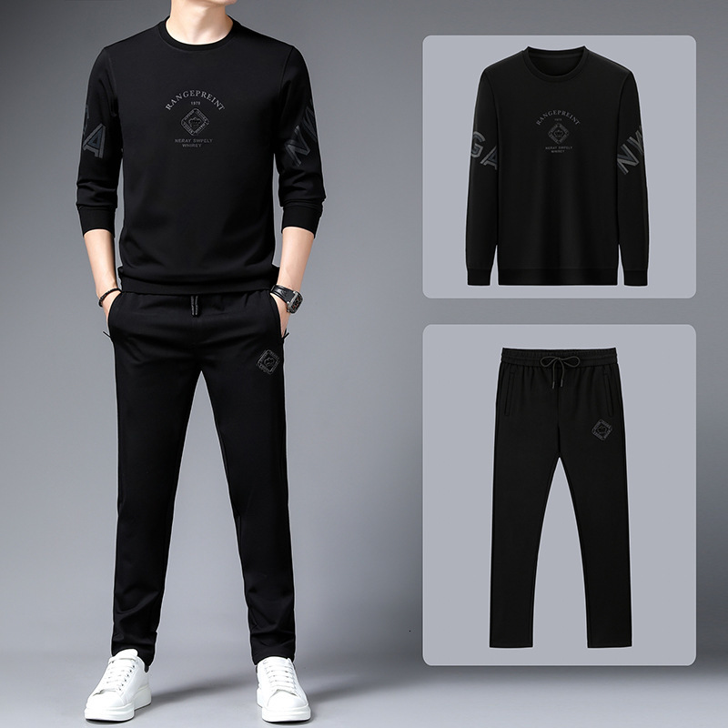 

men's t shirts sweater 2021 spring and autumn middle-aged leisure sports long sleeve t-shirt wear with two-piece set, White;black