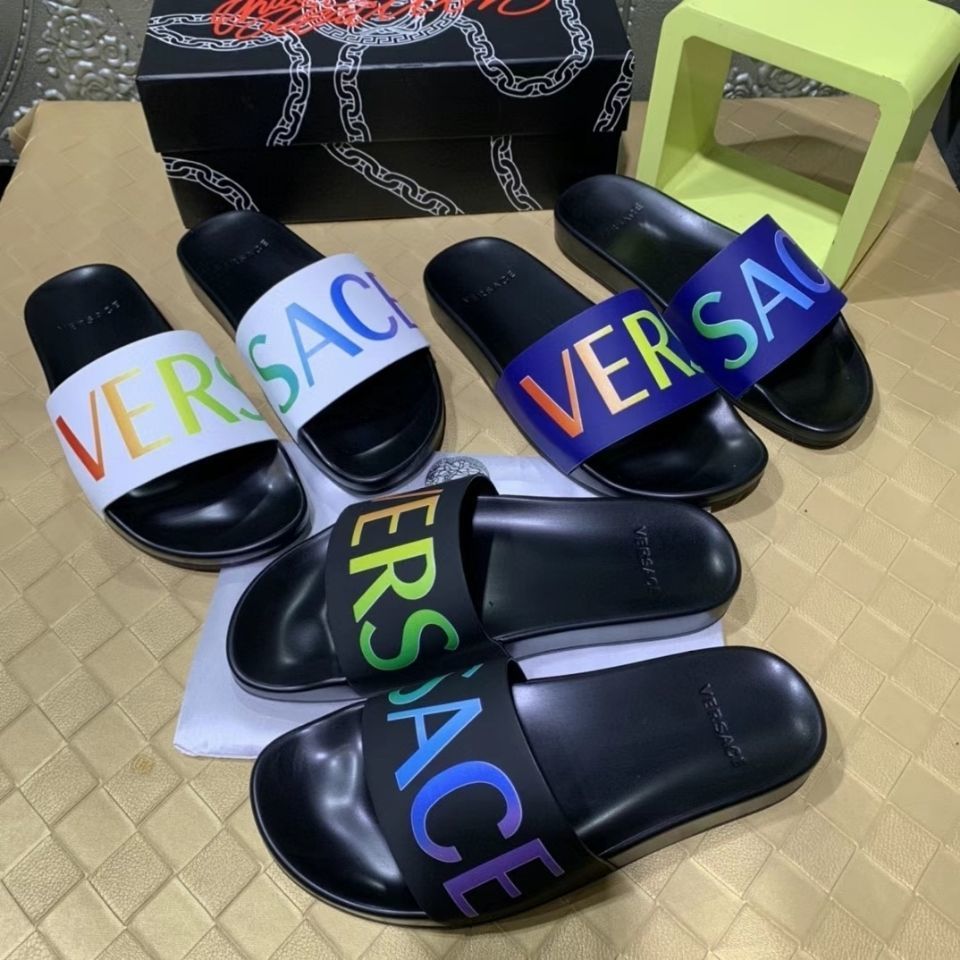 

European Station Slippers Men 2021 Flip Flop Leather Outdoor Men Shoes British Fan Beach Shoes Trendy Men, Black