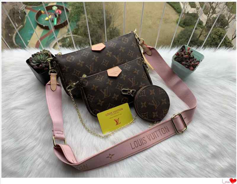 

YSL LV LOUIS VITTON 3 Piece Set MULTI POCHETTE ACCESSORIES Bags Women Crossbody Bag Leather Handbags Purses Lady Tote, Red;black