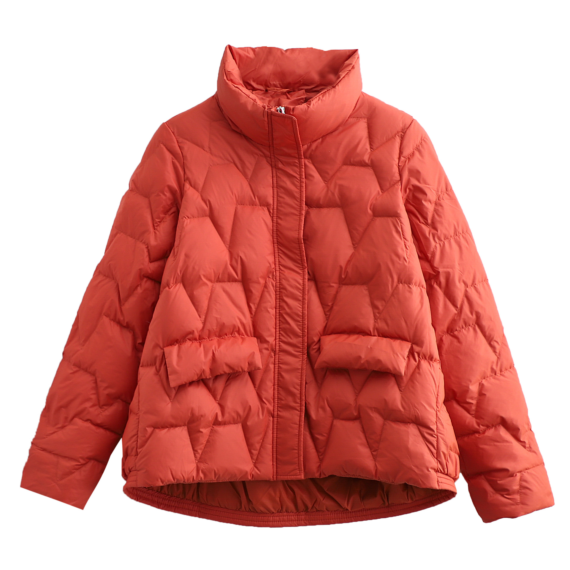 

Ultra Light Jacket Winter Women Stand Collar Feather Down Coat White Duck Solid Color Outerwear, Creamy-white