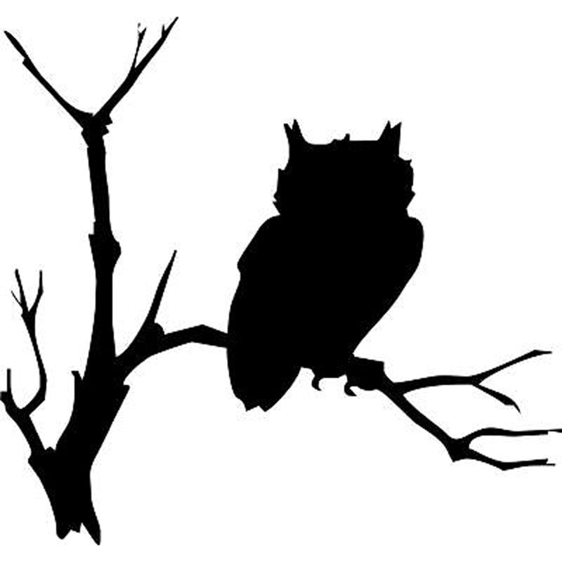 Owl on The Branch Stickers High Quality Car Decoration Decals Personalized Waterproof Decals Black/white, 15cm*16cm-image-687007722