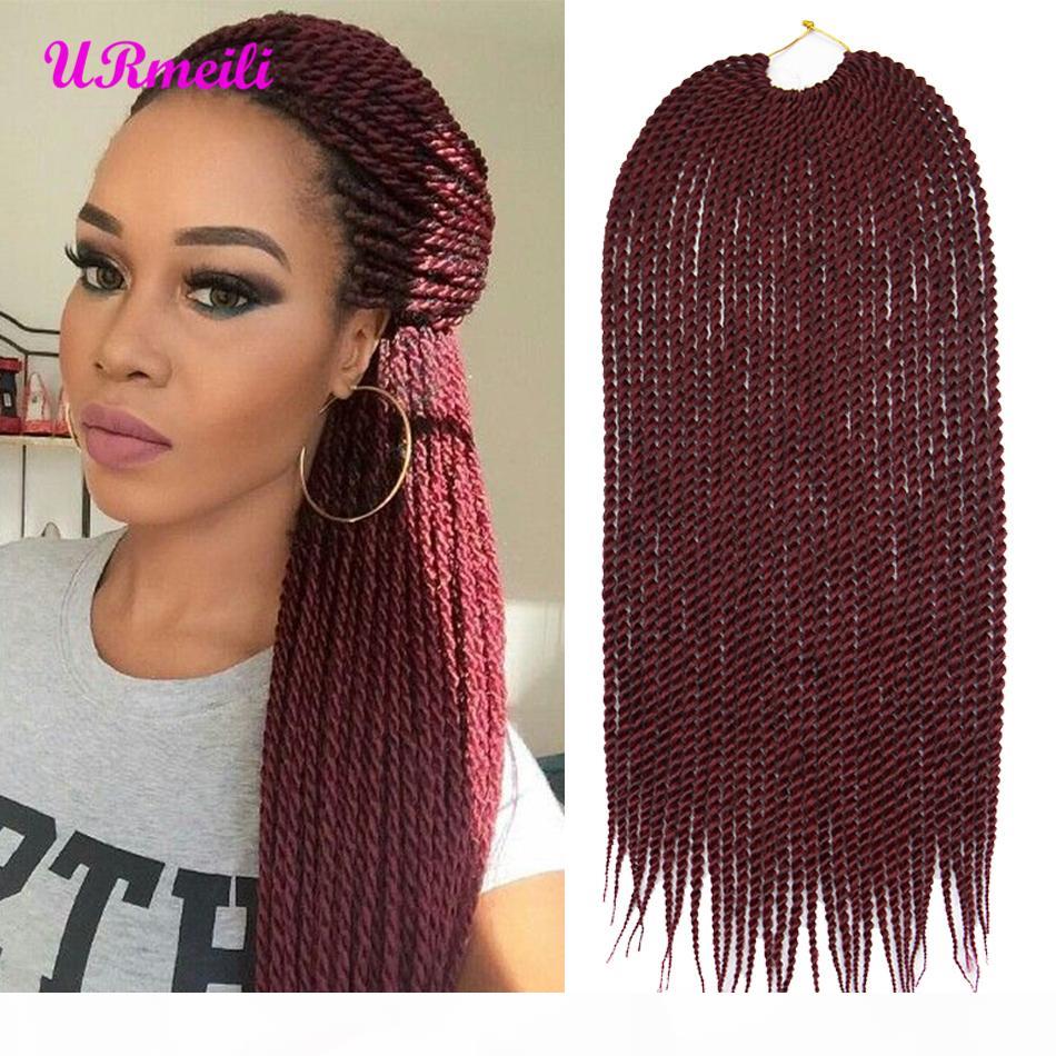 

URmeili Ombre crochet hair senegalese twist hair box crochet braids 14 18 22 inch kanekalon synthetic braid hair extension trenzas africanas, Black