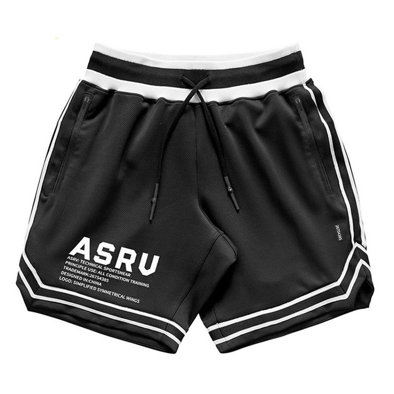 

mens shorts ASRV sport Korean loose straight multi-functional running training fitness fast dry summer short pants outdoor, Black