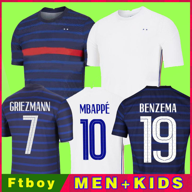 

2020 MBAPPE GRIEZMANN POGBA BENZEMA 2021 Soccer jersey Football shirts maillot de foot maillots de football shirt men + kids kit, Away patches