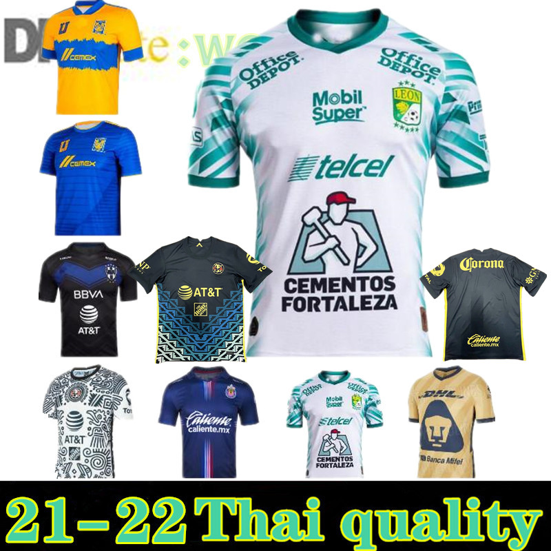 

liga mx 21 22 Club America Soccer Jerseys leon third 2022 mexico Léon Tijuana Tigres UNAM Chivas Cruz Azul 3rd Football Shirts S-3XL, Image
