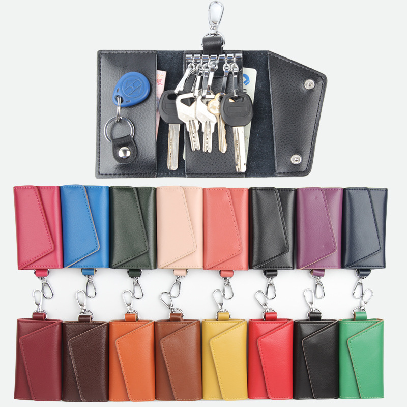 

Genuine Leather Keychain Men Women Keyholder Organizer Pouch Cow Split Car Keys Wallet Housekeeper Key Case Mini Card Bag