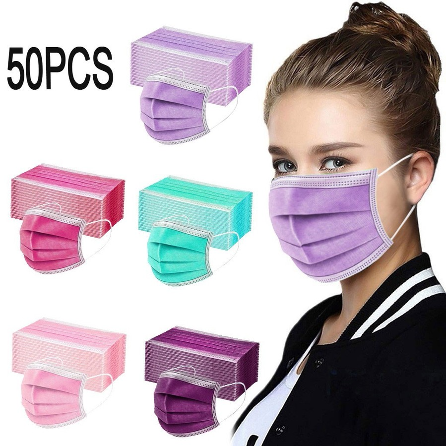 

7 Colors Disposable Mask Black Pink White with Elastic Ear Loop 3 Ply Breathable Dust Air Anti-Pollution Face Mask Mouth Adult Masks new