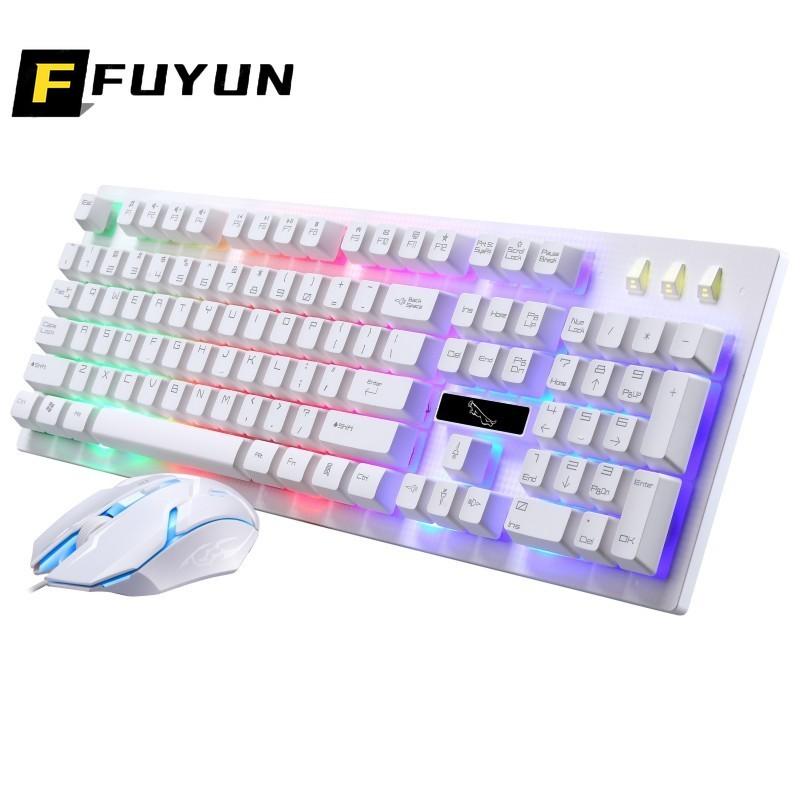 

Keyboard Mouse Combos FUYUN Wired Backlit Character Glowing Game USB Mechanical Feel Touch Gaming And Kits F91