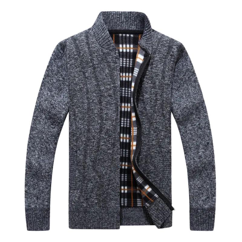 

Men's Sweaters Autumn And Winter Coat Tops Fashion Solid Color Plus Velvet Padded Sweater Coats Cardigan Zipper Leisure Hoodies, White;black