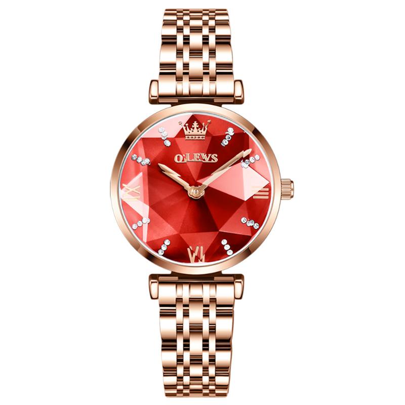 

Wristwatches Fashion Red Women Watches Waterproof Stainless Steel Quartz Wristwatch Casual Ladies Watch Female Clock Reloj Muje