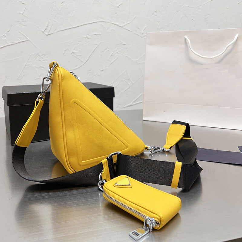 

Triangle Bag Crossbody Bags Women Handbag Purse Flap Wallet Wide canvas Shoulder Starp Autumn Winter small pocket Fashion Zipper Genuine Leather, Box