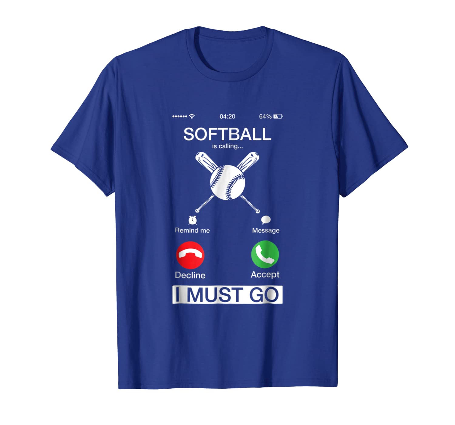 

softball is calling and i must go funny phone screen t-shirt, White;black