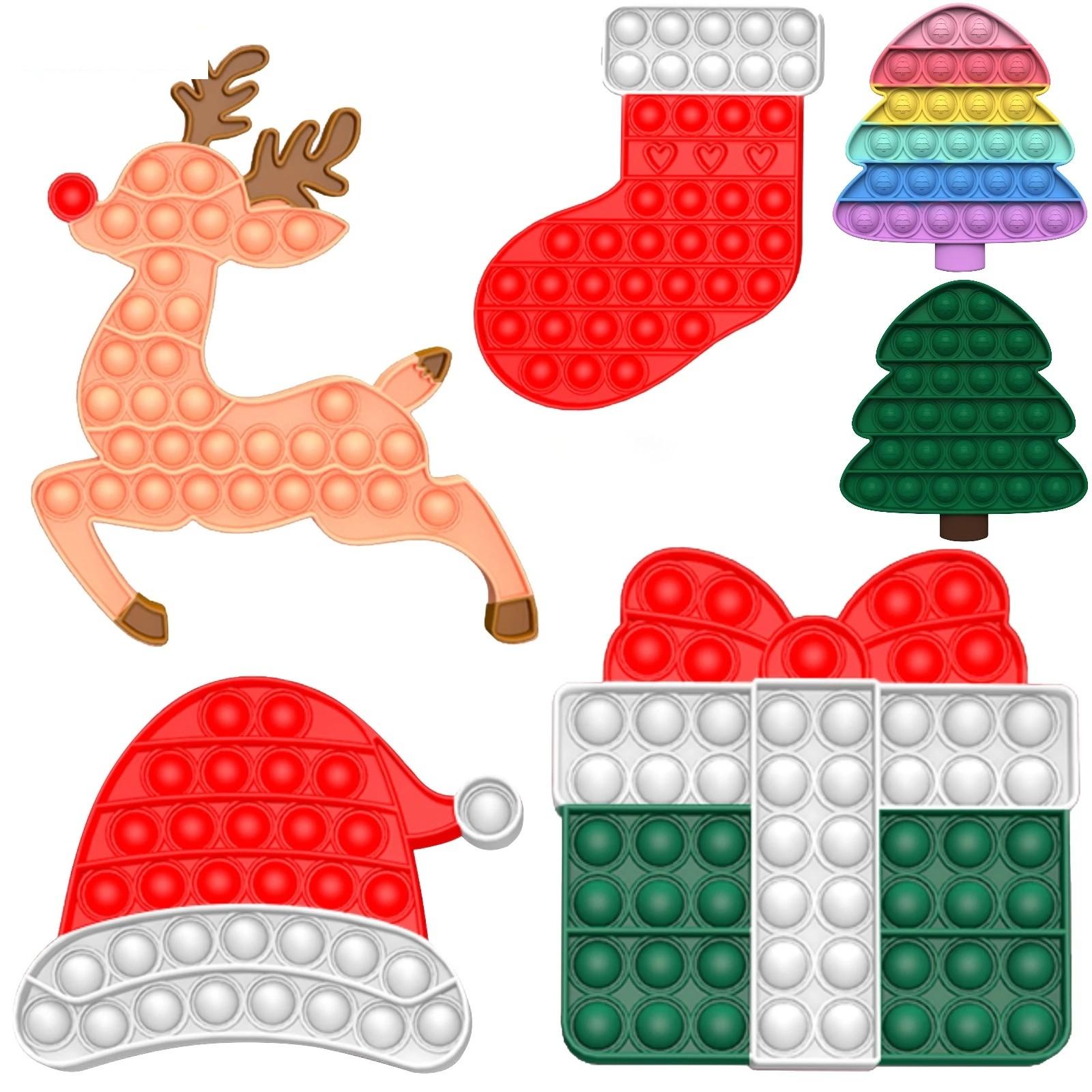 

Flash Deals 2021 Hot Christmas Fidget Toys Push Bubble Game For Adults Kids Anti-stress Soft Silicone Sensory Gifts Reusable Squeeze Fingertip Toy