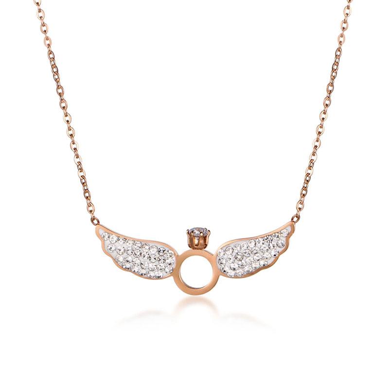 

Pendant Necklaces Clothing Accessories Metal Angel Wing Necklace Sweet Temperament Friend Couple Gifts Crystals Jewelry For Women Colar Masc, Silver