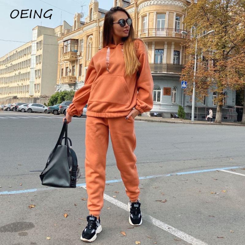 

Gym Clothing 2021 Exercise Two Piece Tracksuit Sets For Women Sweat Hoodies And Pants Loose Sport Wear Jooging Suits, Black
