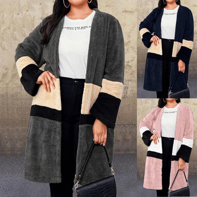 

Women's Jackets Womens Thickened Overcoat Plus Size Warm Trendy Winter Solid Color Patchwork Open Front Snow Coat Jacket Outwear, Blue