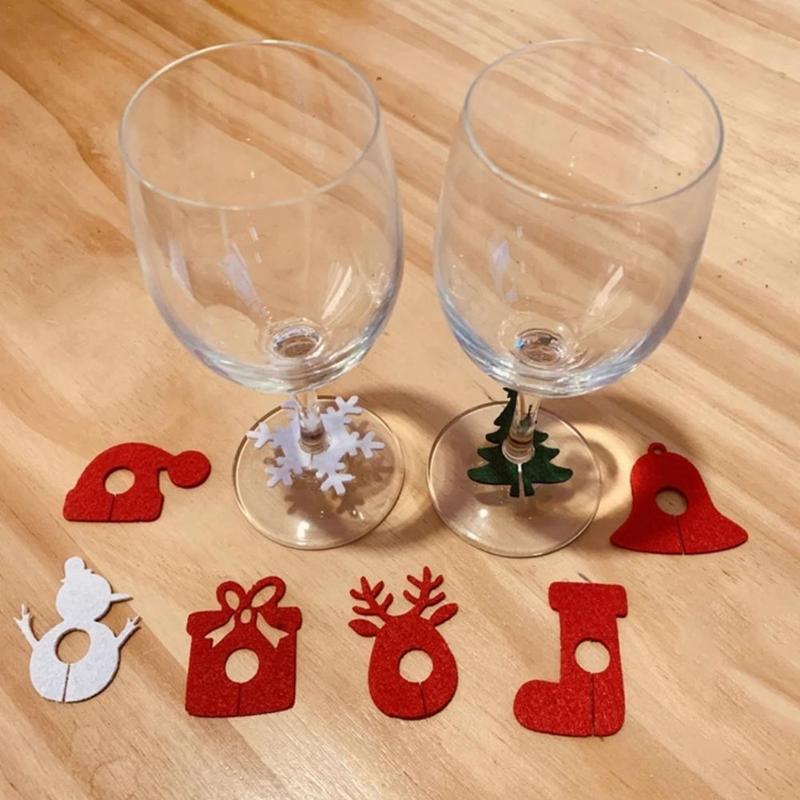 

Christmas Decorations 1pc Cup Card Decoration Felt Merry Ornaments For Wine Glass Year Party Home