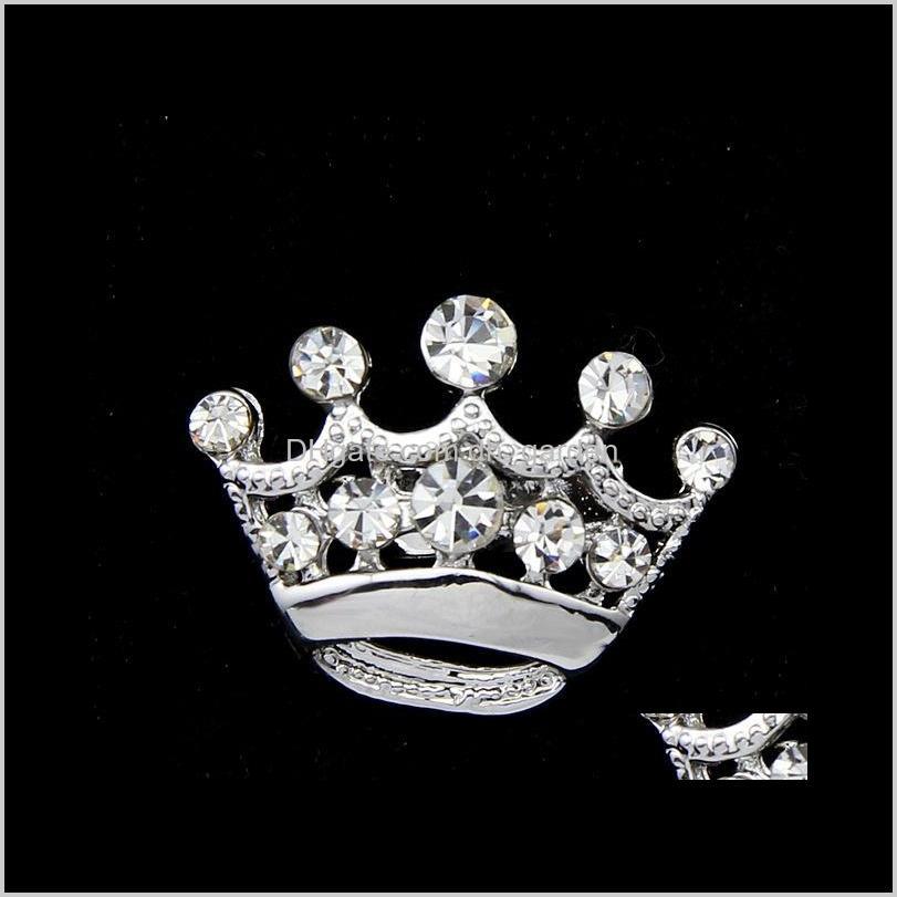 

Pins, Drop Delivery 2021 Fashion Sier Tone Clear Crystal Crown Brooch Man Women Rhinestone Diamante Pins Wedding Jewelry Brooches Cor Breastp
