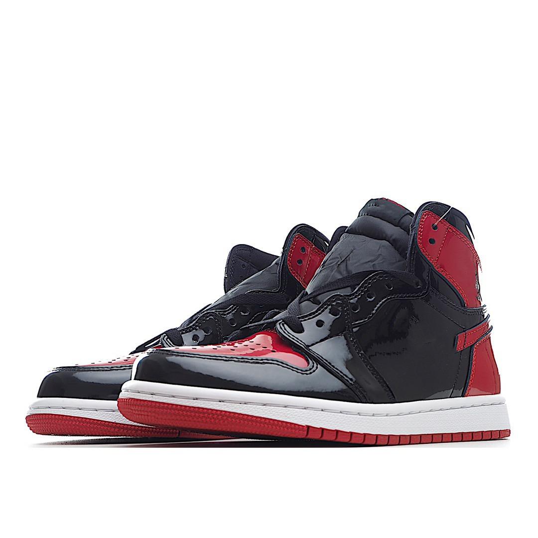 

Jumpman 1 High OG Bred Patent Basketball Shoes Perfect Endorsement of Temperament The Combination Black and Red With Box