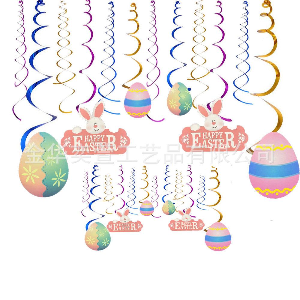 

easter pvc spiral pendant rabbit egg spiral pendant po props party decorations